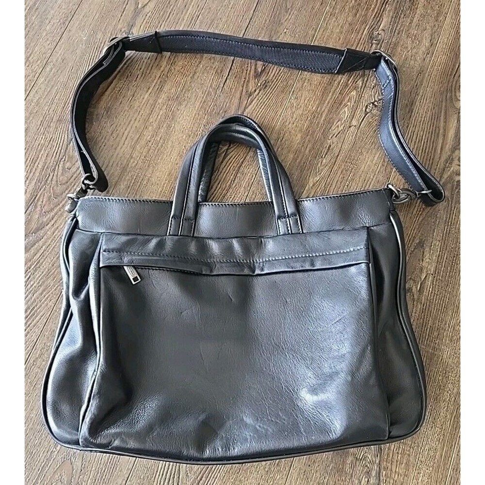 Dilana Mens Black Leather Messenger Bag